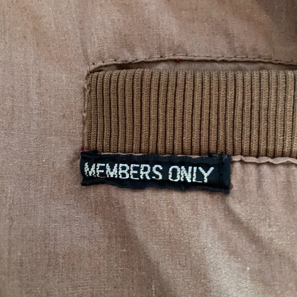 Members Only Bomber Jacket, Front Zip Closure, Tan, Brown,  Front Pockets, 46 - Picture 6 of 9